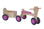 Afbeeldingen van Loopfiets beukenhout roze Van Dijk Toys Vierwieler kinderfiets