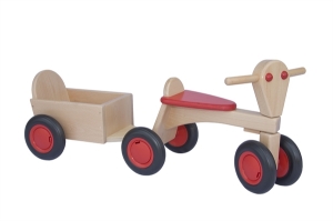 Bild von Aanhanger voor rode kinder-loopfiets beukenhout Van Dijk Toys