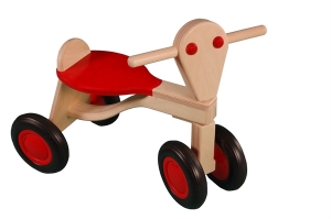 Picture of Loopfiets berken hout rood Van Dijk Toys vierwieler kinderfiets