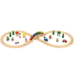 Bild von Bigjigs houten treinset 40-delig en achtvormige treinbaan