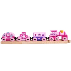 Bild von Trein 4-delig Prinses roze houten treinbaan Bigjigs