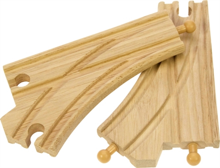 Image de Houten rails, rechtdoor/afslaan splitsing Bigjigs