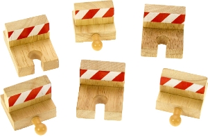 Afbeeldingen van Houten rails, stootblokken 6 stuks Bigjigs