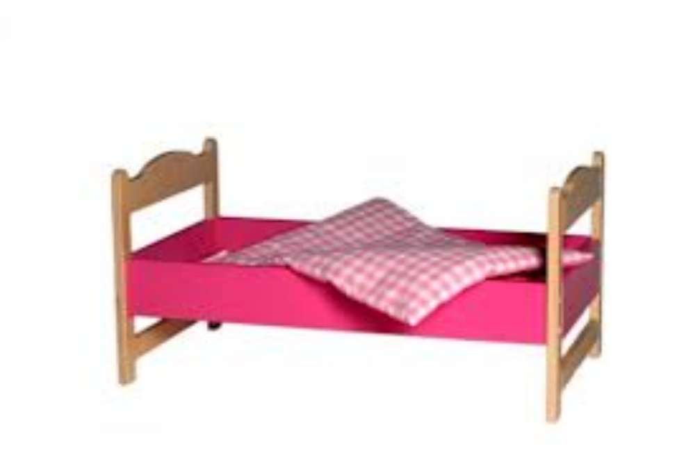 Picture of Poppenledikant-roze poppenbed hout  Van Dijk Toys