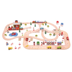 Picture of Bigjigs Rail Gecombineerde treinbaan- en autowegset hout