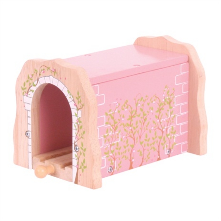 Image de Spoortunnel roze steen houten treinbaan Bigjigs