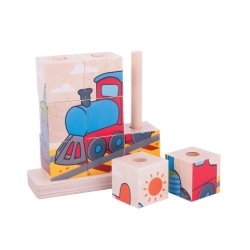 Picture of Stapelpuzzel/Blokkenpuzzel Transport- Bigjigs - Vanaf 1 jaar
