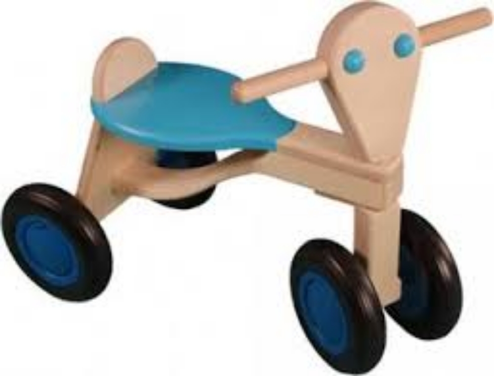 Bild von Loopfiets berken hout licht blauw Van Dijk Toys vierwieler kinderfiets