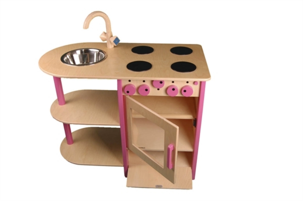 Picture of Roze speel-kinderkeuken combi kleuter hout Van Dijk Toys