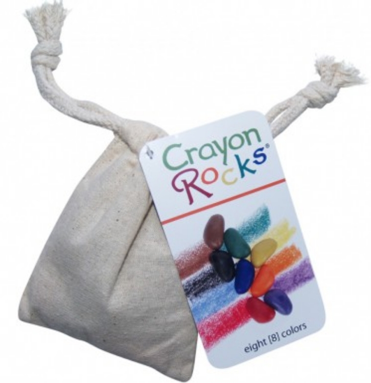 crayon rocks, vetkrijt, wasco, 8 kleuren, katoenen zakje, duurzaam, speelgoed