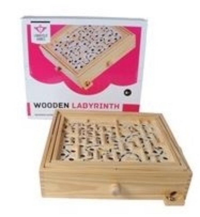 Afbeeldingen van Labyrinth Hout groot 32 x 28 x 8 cm