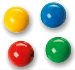 Afbeeldingen van 4 gekleurde knikkers voor knikkerbaan XL en XXL Fagus