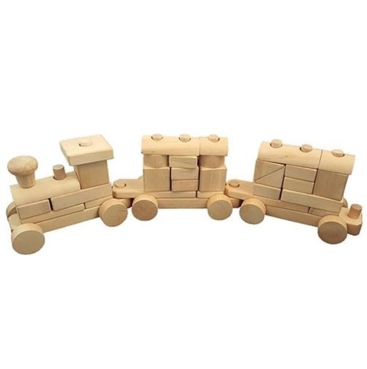 Picture of Bouw/blokkentrein groot naturel hout 63,5 cm lang