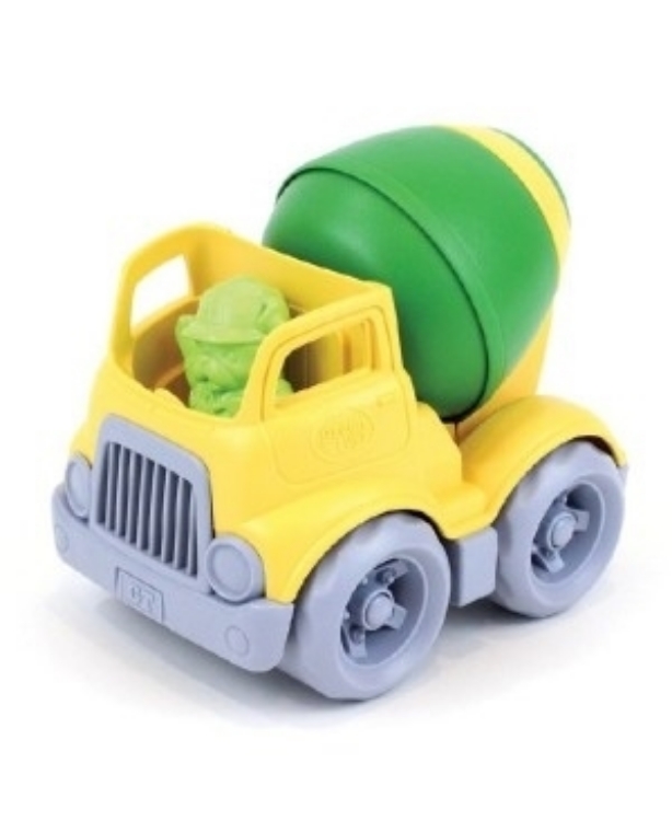 Afbeeldingen van Mixer betonwagen groen/geel 14cm - recycled plastic - Greentoys