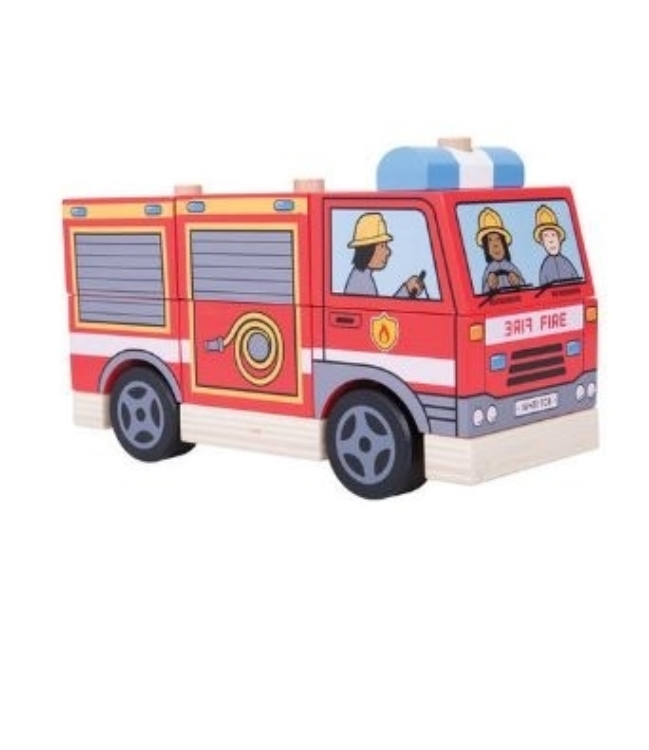 Afbeeldingen van Bigjigs Stapelpuzzel Brandweerauto – vanaf 1 jaar