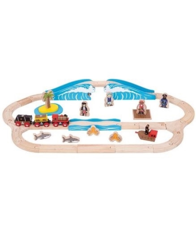Image de Treinbaanset hout Piraat Bigjigs