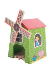 Bigjigs spoortunnel plattelands windmolen houten treinbaan BJ-BJ247 1