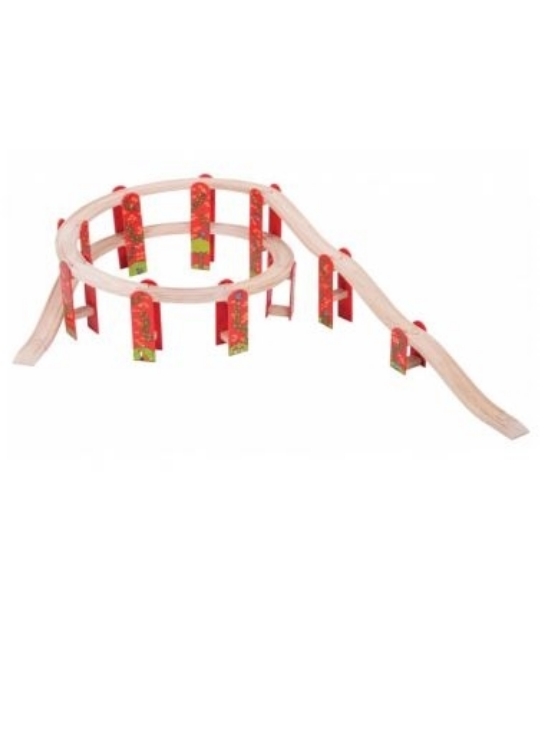 Image de Houten spiraal-treinbaan op pijlers Bigjigs