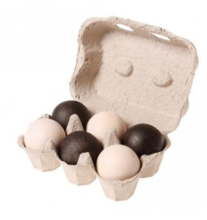 Image de Grimm's Speelballen zwart/wit hout voor regenboog 6 stuks