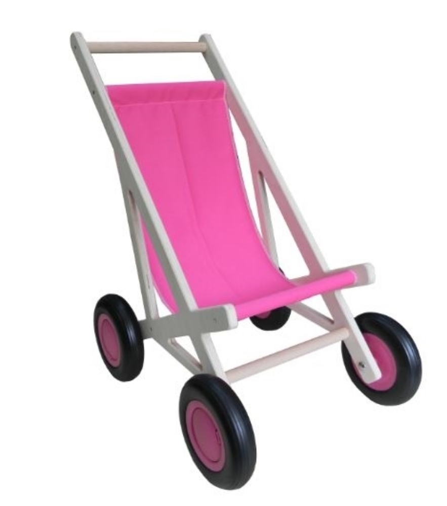 Bild von Poppenbuggy hout roze berkenmultiplex Van Dijk Toys