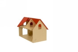 Bild von Speelboerderij hout rood dak en trap 1+ 75x 30x 45 cm Van Dijk Toys