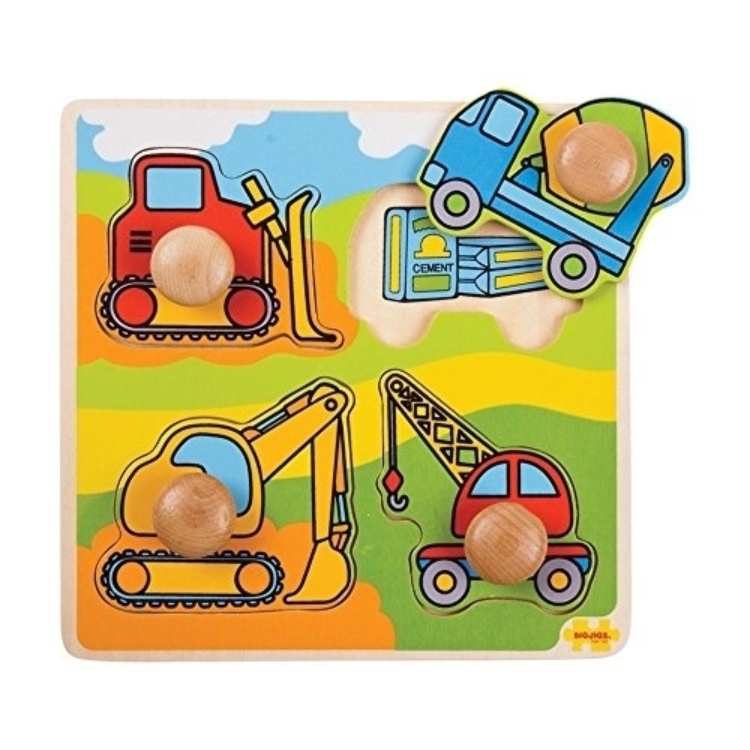 Bild von Bigjigs Puzzel grote knoppen Werkvoertuigen – vanaf 12 mnd