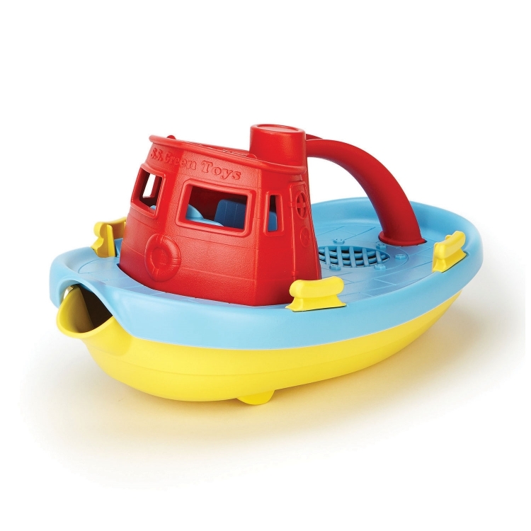 Afbeeldingen van Sleepboot rood 23cm - recycled plastic - Greentoys