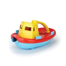 Afbeeldingen van Sleepboot geel 23cm - recycled plastic - Greentoys