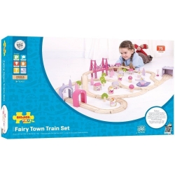 Image de Grote treinbaanset hout Fairy Town roze Bigjigs