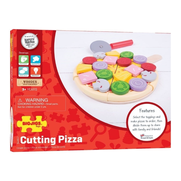 Afbeeldingen van Speel-pizza om te snijden hout Bigjigs
