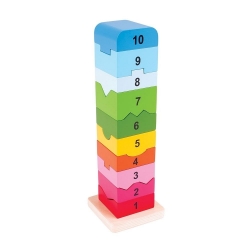Image de Houten stapeltoren Kleur en Nummer - Bigjigs - Vanaf 3 jaar