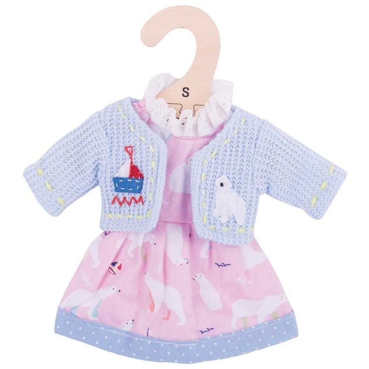 Image de Poppenkleding Jurk/vest ijsbeer (S) Bigjigs