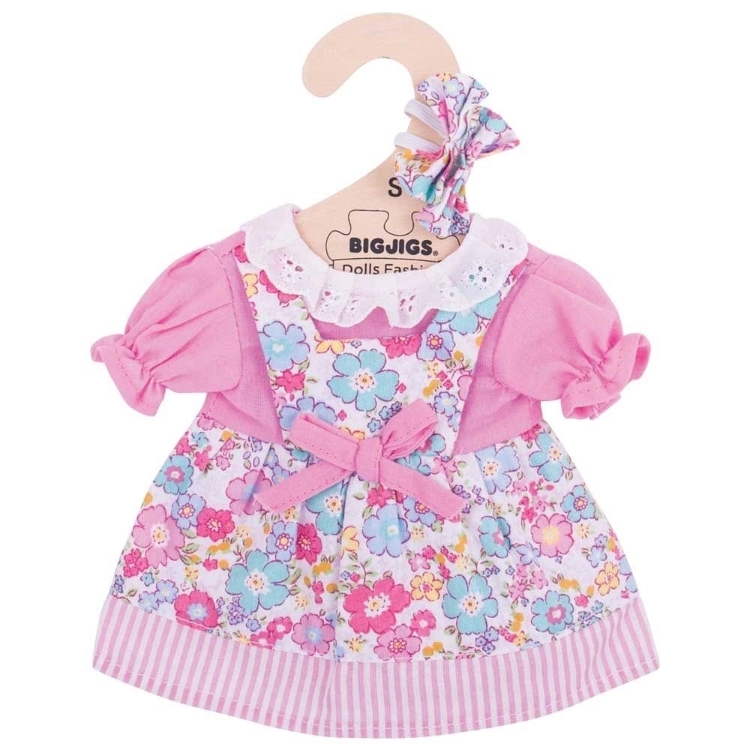 Bigjigs Poppenkleding jurkvest bloem roze BJ-BJD501 1