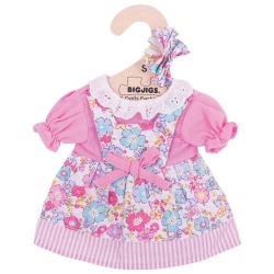 Afbeeldingen van Poppenkleding Jurk/vest bloem roze (S) Bigjigs