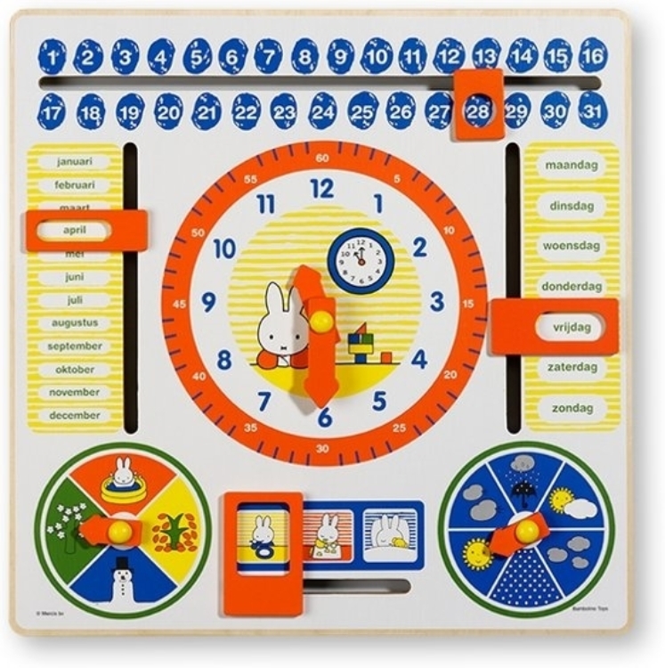 Bild von Bambolino Toys Nijntje Kalenderklok en Jaargetijden – Houten Leerklok 3+ Jaar