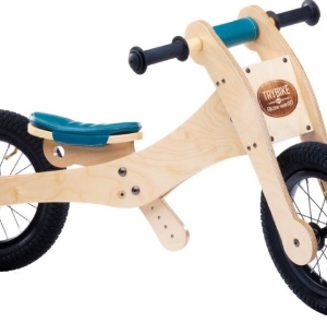 Bild von Trybike, zadelhoes en kinbeschermer blauw voor loopfiets hout