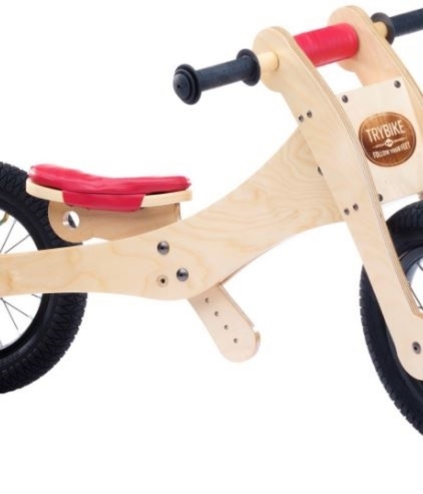 Bild von Trybike, zadelhoes en kinbeschermer rood voor loopfiets hout