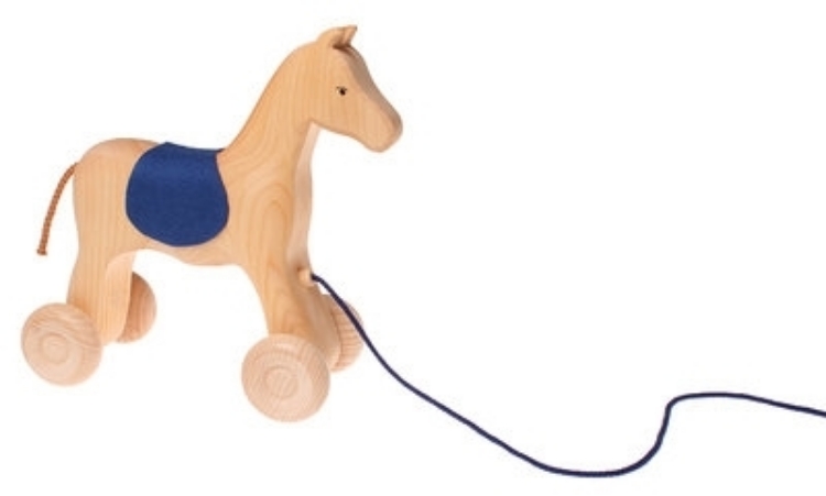 Image de Rijpaard trekfiguur naturel 21 cm Grimm's