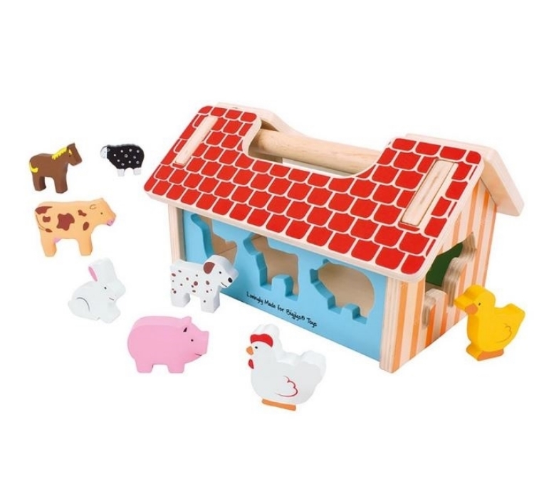 Image de Houten Sorteerboerderij vormenstoof Bigjigs