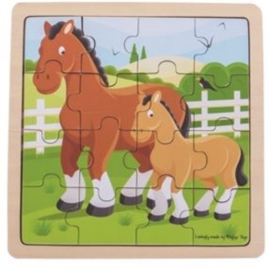 Afbeeldingen van Legpuzzel Paarden in frame 16 stukjes 2jr+ Bigjigs