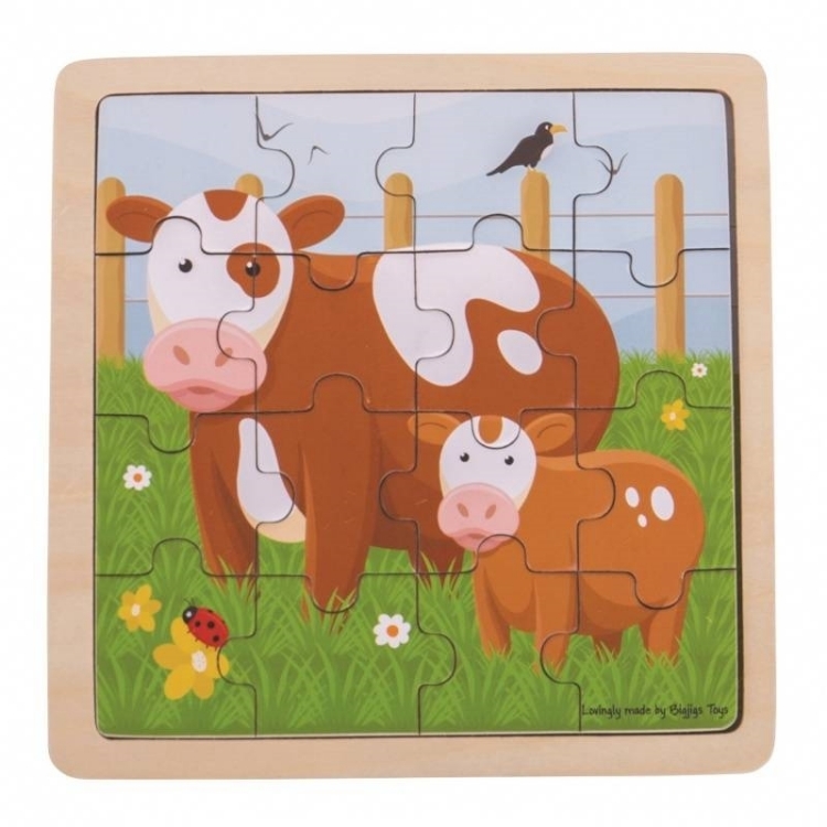 Bild von Legpuzzel Koeien in frame 16 stukjes 2jr+ Bigjigs