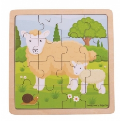 Image de Legpuzzel Schaapjes in frame 16 stukjes 2jr+ Bigjigs