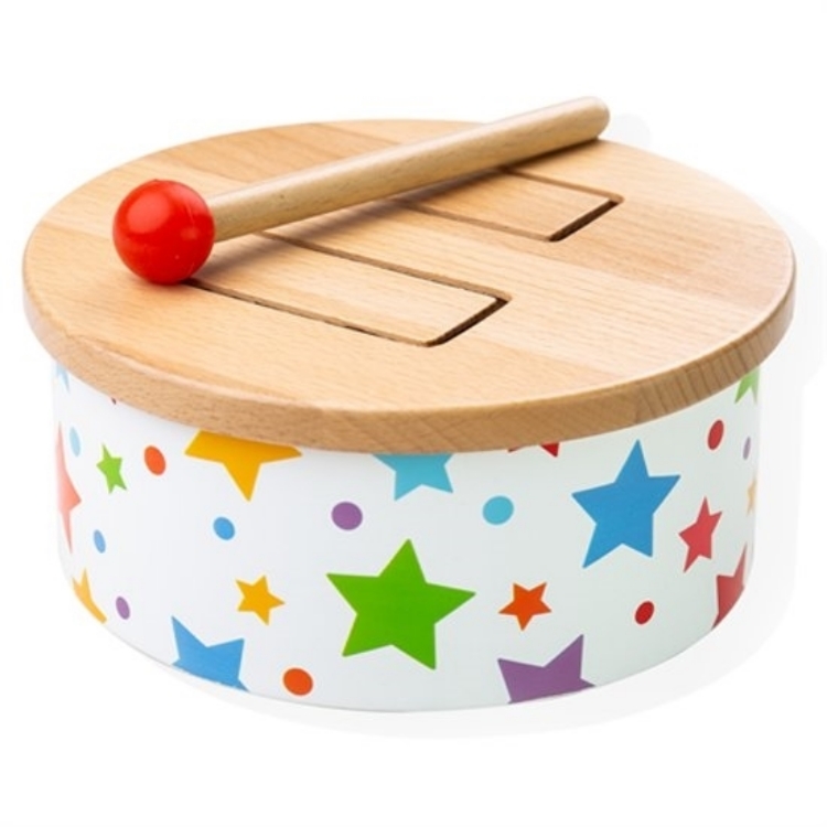 Image de Houten trommel wit met sterren Bigjigs