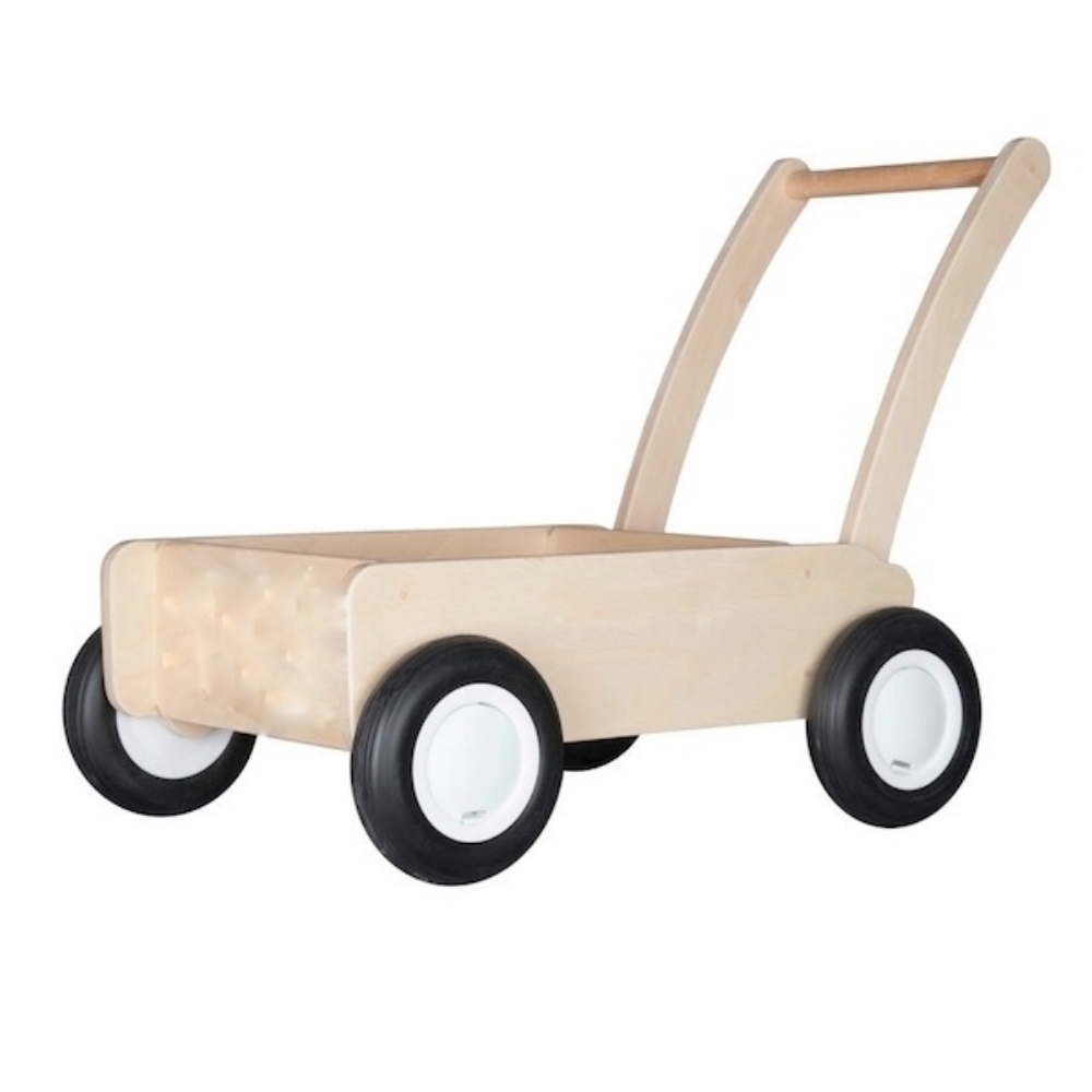 Picture of Luxe loopwagen- white wash Blokkenduwwagen Hout met rechte rand  Van Dijk Toys