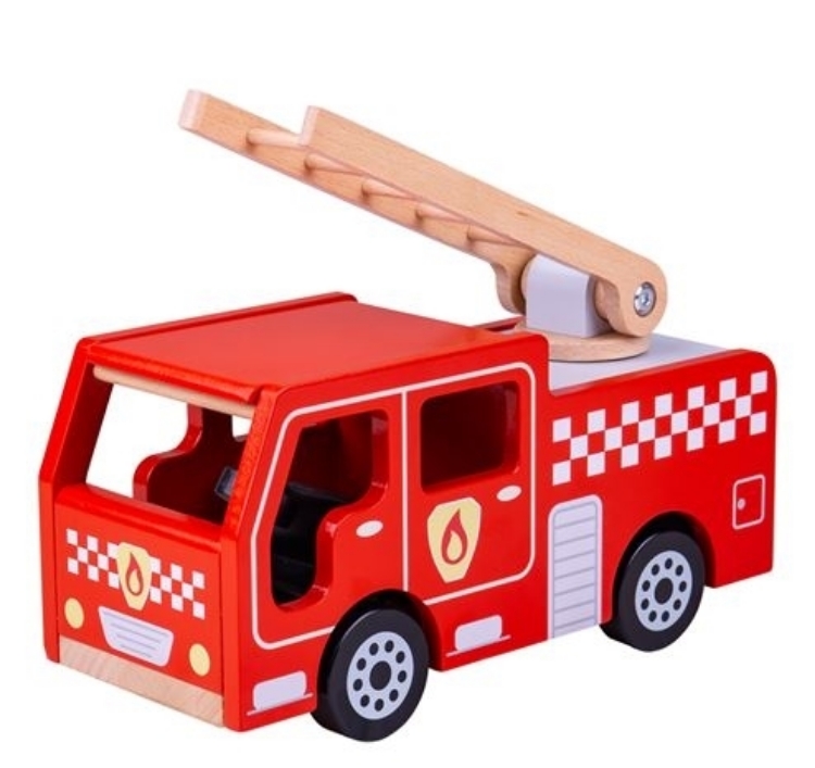 Image de Brandweerauto hout met ladder Bigjigs