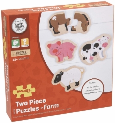 Afbeeldingen van Bigjigs Houten Puzzels Boerderijdieren – 4 puzzels van 2 stukken - 12mnd+