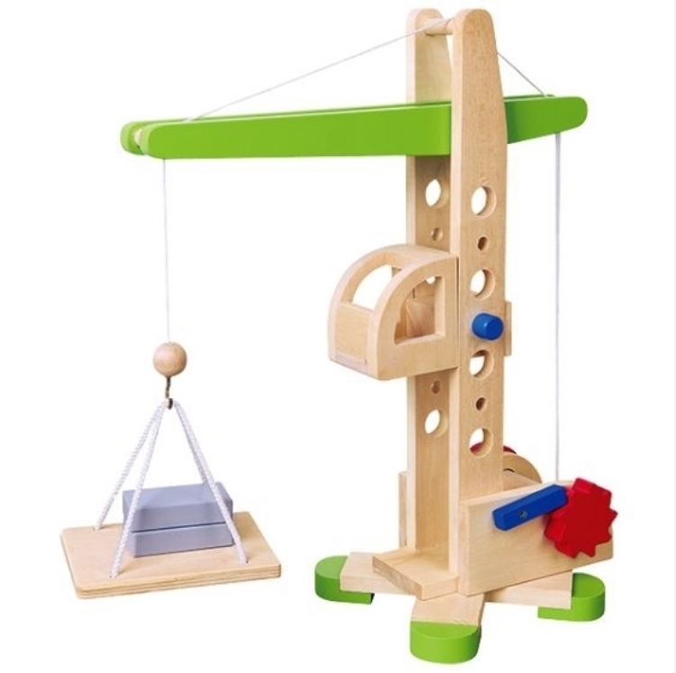 Afbeeldingen van Hijskraan naturel /Groen Vigatoys/Playwood 39 cm