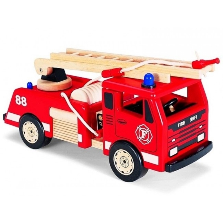 Afbeeldingen van Brandweerauto groot rood hout  Pintoy