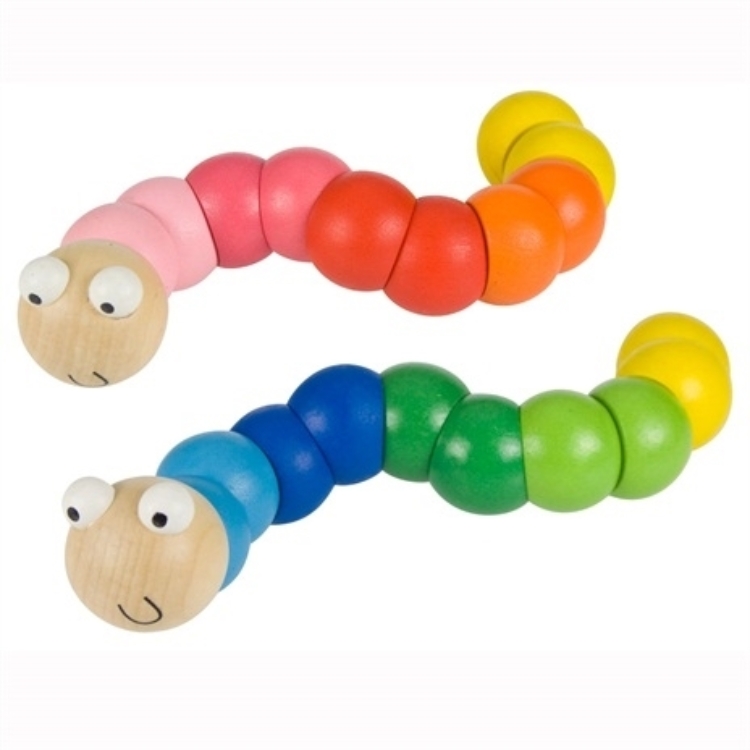 Houten Frutsel Rups Wiggly Worm – Buigfiguur Houten Worm Speelgoed