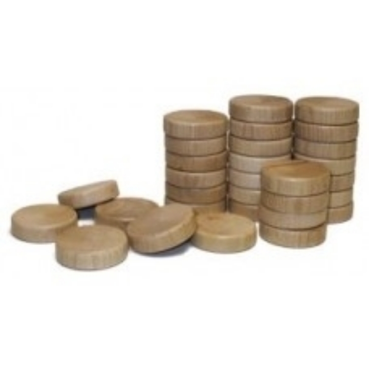 Bild von Sjoelstenen set holgedraaid beukenhout  30 stuks 52 mm
